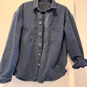 Zara Men's Washed Blue Denim Shirt Jacket
